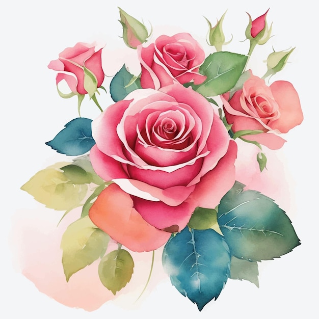 Rose flower in watercolor painting