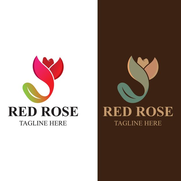 Rose flower with leaves logo Vector Image illustration design concept