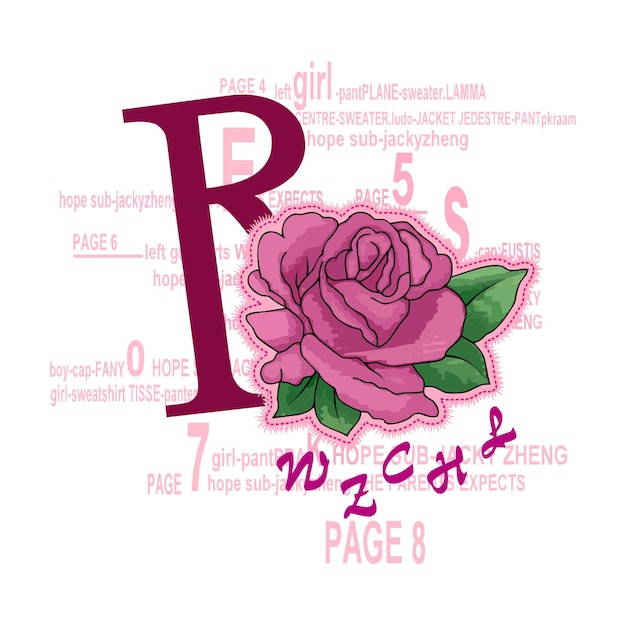 Rose flower with letter vector