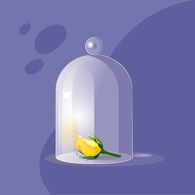 A rose under glass Modern vector illustration