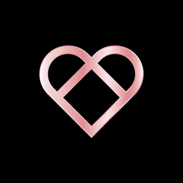 Rose Gold Color Heart Love Icon Vector Template