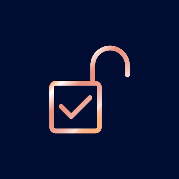 Rose Gold Color Padlock Line Art Icon Vector Template