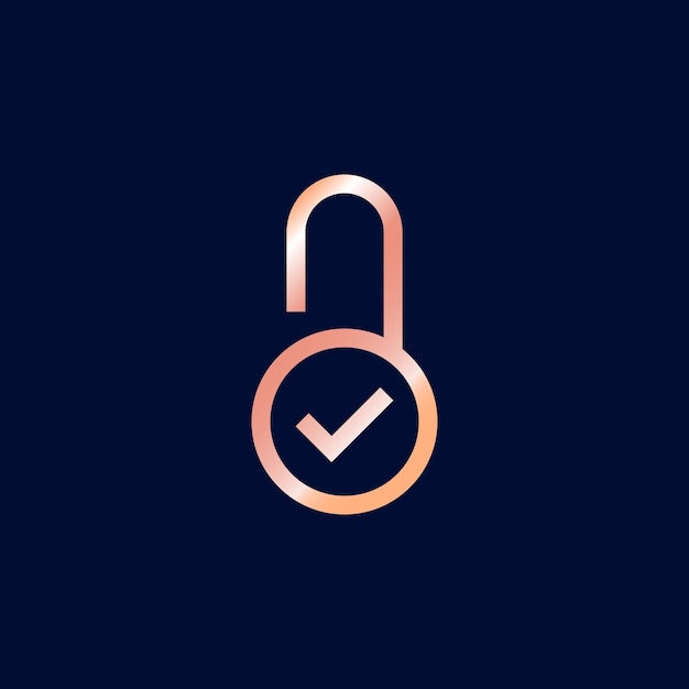 Rose gold color padlock line art icon vector template