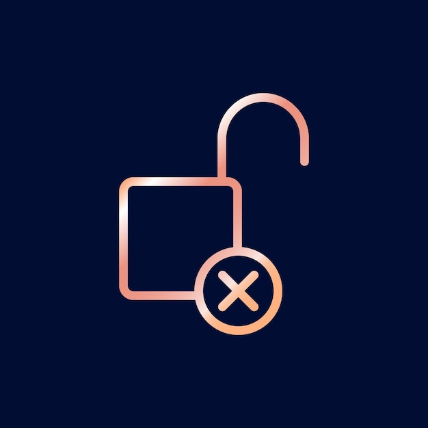 Rose Gold Color Padlock Line Art Icon Vector Template