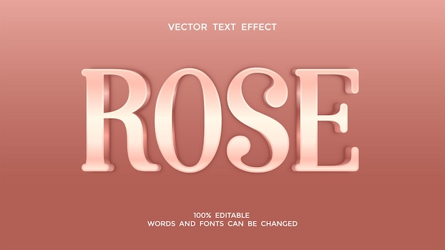 Vector rose gold editable 3d text effect