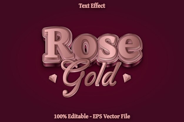 Vector rose gold editable text effect 3d emboss gradient style design