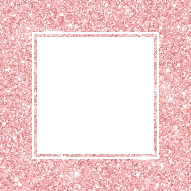 Vector rose gold glitter square frame. vector illustration