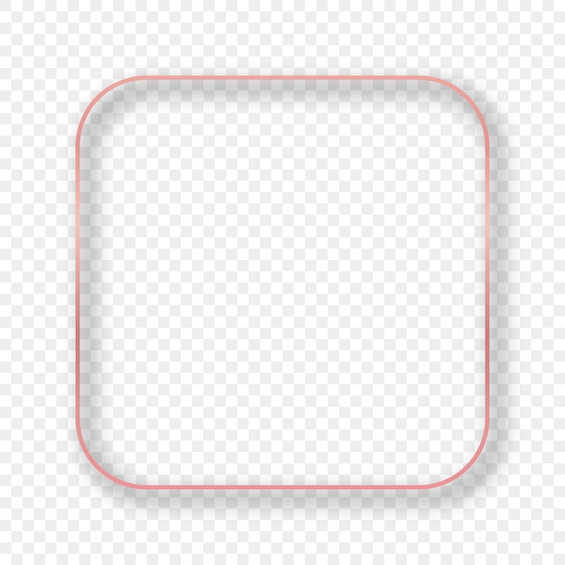 ベクトル 影のあるローズゴールドの輝く丸みを帯びた正方形のフレーム