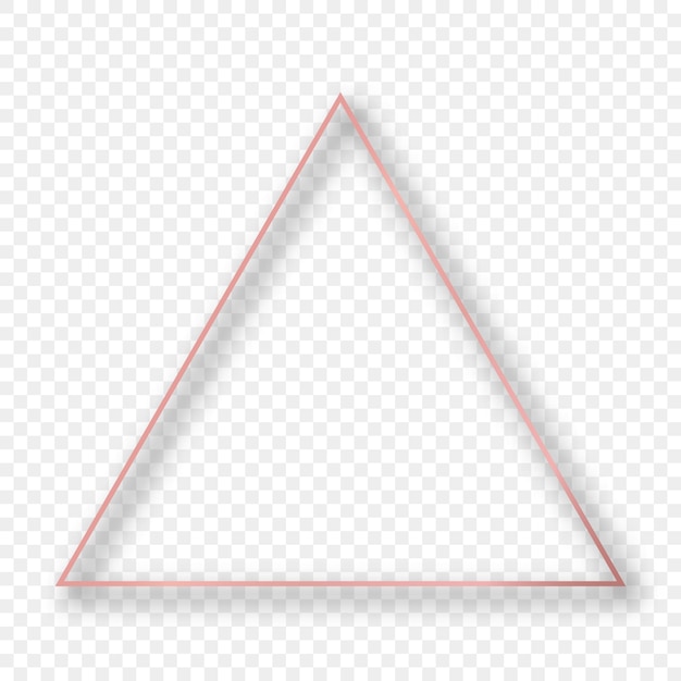 그림자가 있는 로즈 골드 빛나는 삼각형 프레임