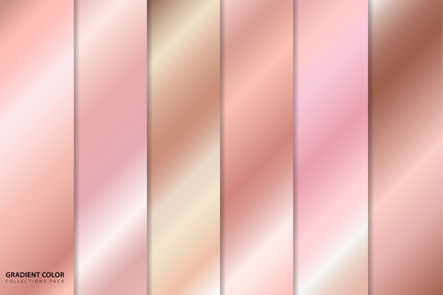 Vector rose gold gradient color collections pack