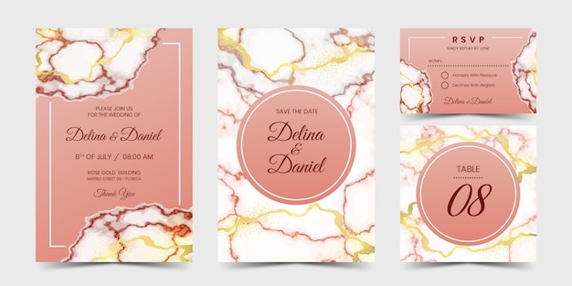 Vector rose gold marble invitation