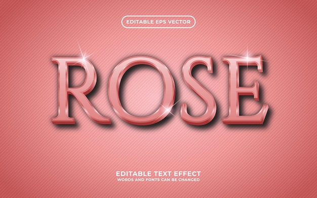 Rose gold shiny metallic 3d bold editable vector text effect.