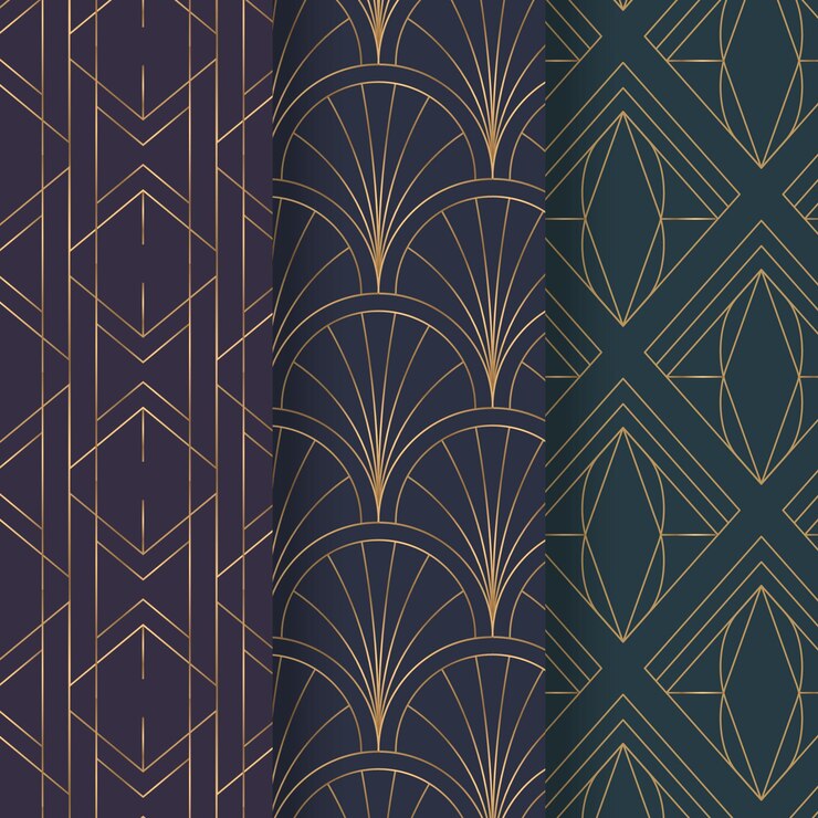 Vector rose goud art deco patroon