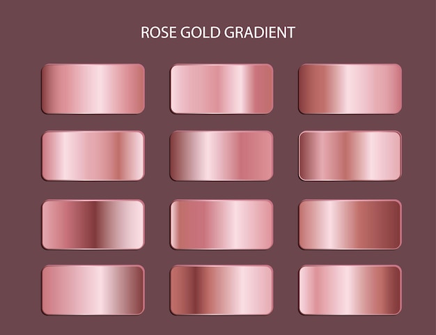 Vector rose goud metallic kleurverloop set collectie. ontwerpelement