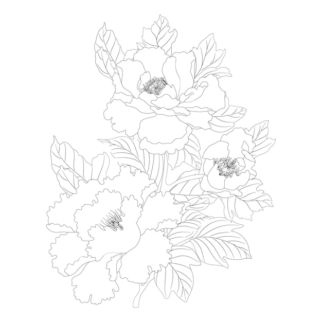 バラの手描きの着色の花