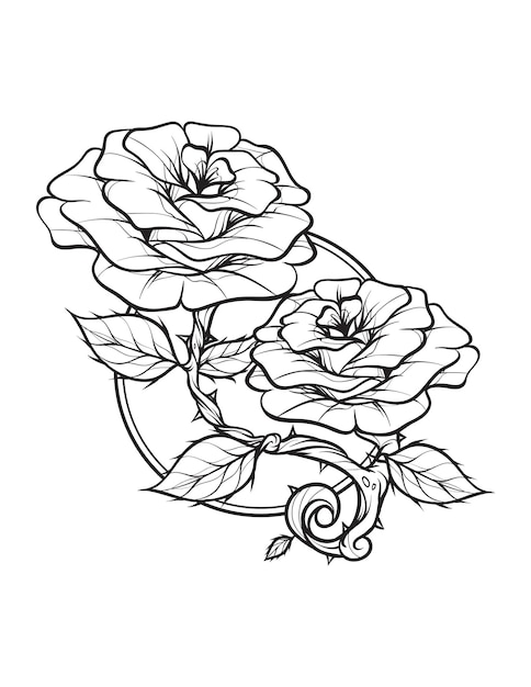 Rose hand drawn mandala coloring pages for adults and kids coloring book