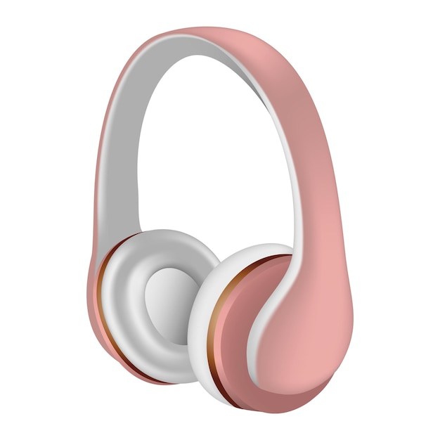 Икона розовых наушников Реалистичная иллюстрация векторной иконы розовых навушников для веб-дизайна, изолированная на белом фоне
