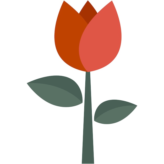 Vector rose icon in flat color style