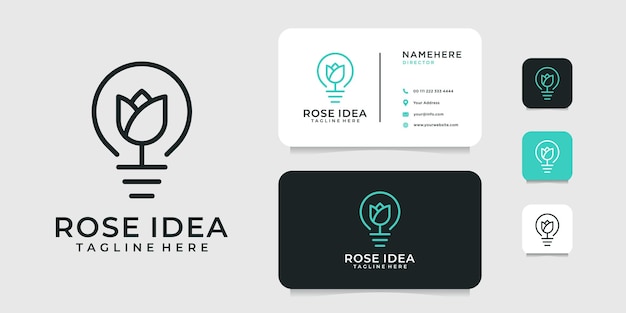 Дизайн логотипа монограммы идеи розы с шаблоном визитной карточки