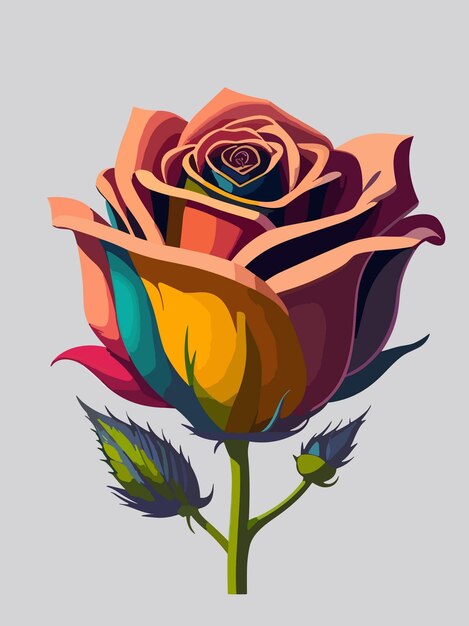 Vector rose kleurrijk gekleurde geometrische mozaïek realistische illustratie vector