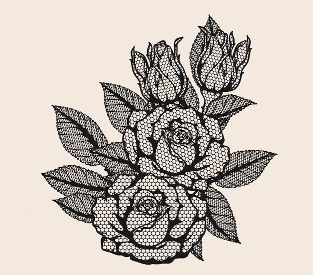 Rose lace ornament vector by hand drawing