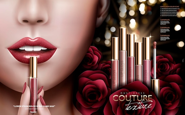 Rose lipgloss advertentie