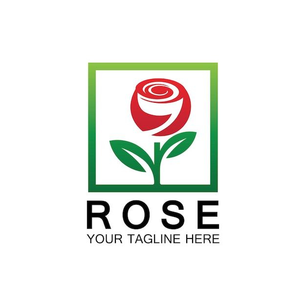 Rose logo bloem vector pictogram illustratie ontwerp