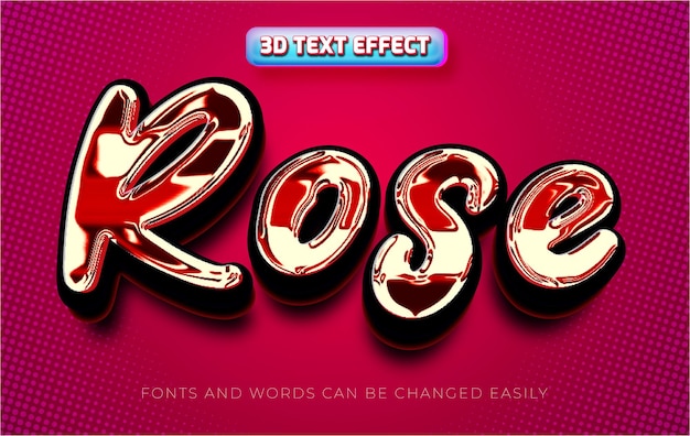 Vettore rose luxury 3d editable shining text effect (effetto di testo luminoso redattibile)