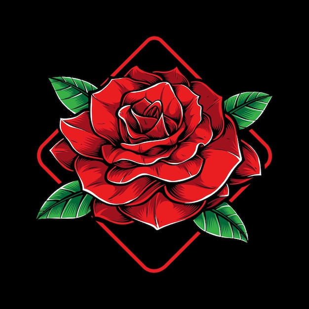 Vector rose met vierkante frame achtergrond