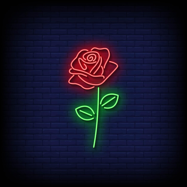 Rose Neon Signs Style Text Vector