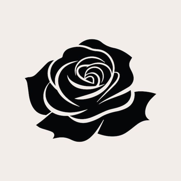 Rose one color vector logo emblem or icon for company branding Decorative flower silhouette