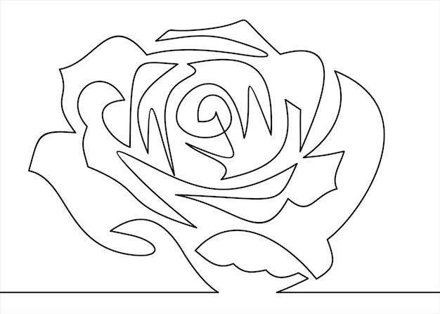 Rose one line art flower vector icon