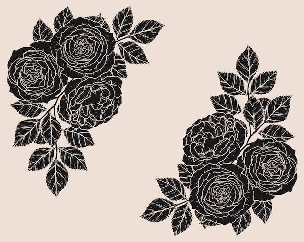 Rose ornament vector met de hand tekenen