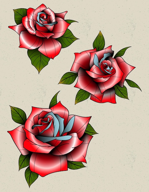 Rose pack old school traditional tatoos