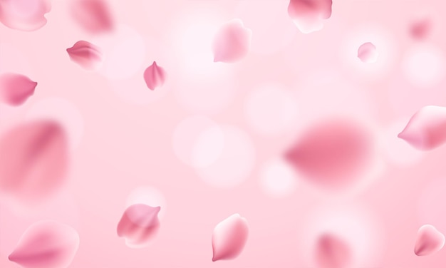 Rose petals falling on pink background