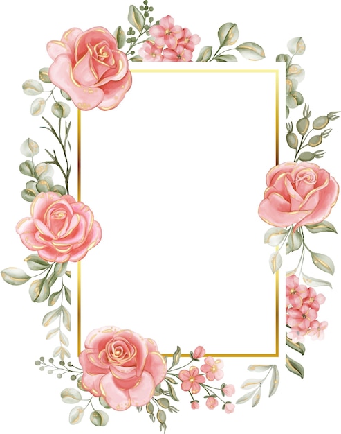 Rose pink gold floral frame flower frame for the background