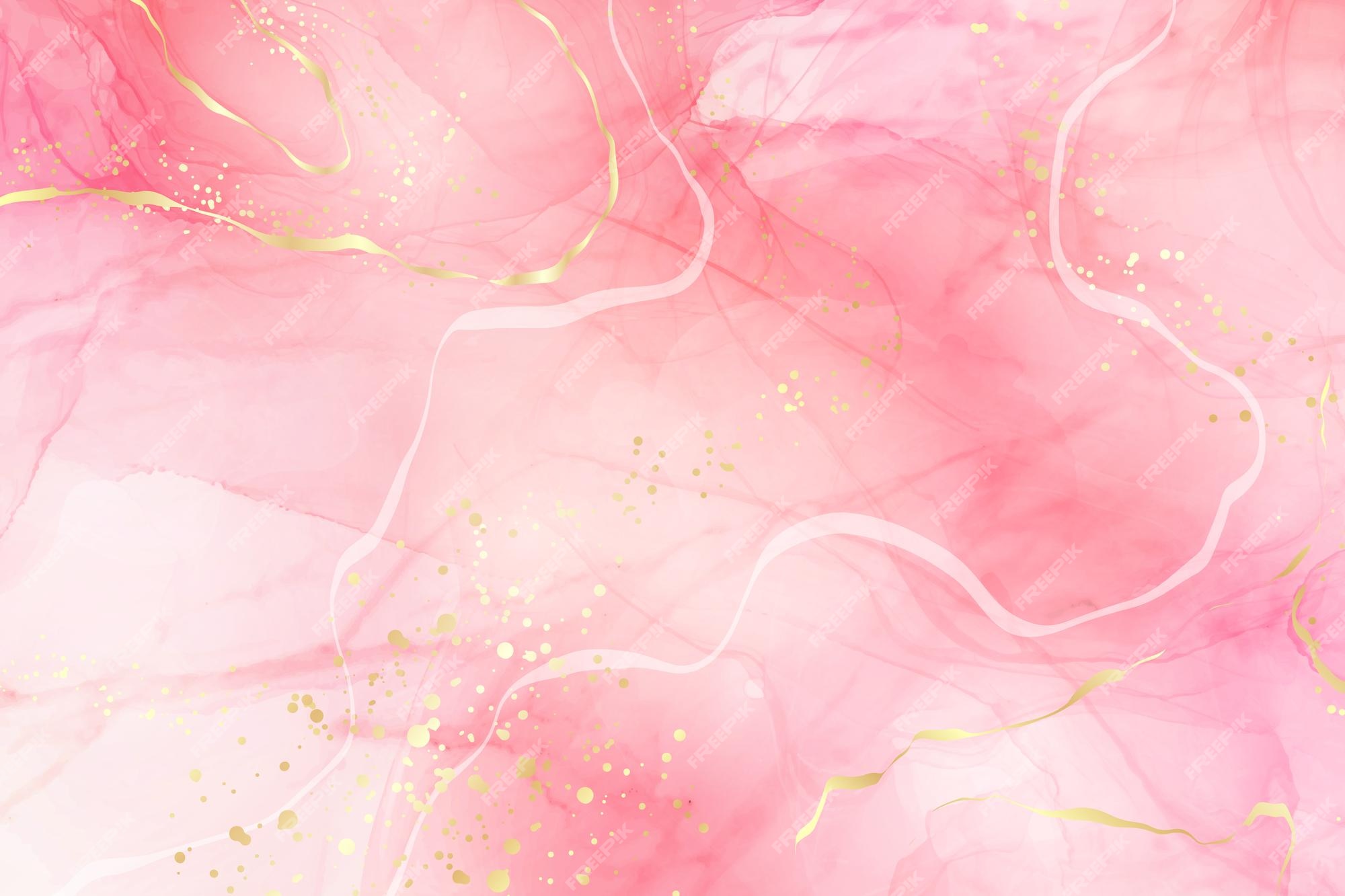 Premium Vector | Rose pink liquid watercolor background with golden ...