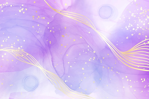 Vector rose pink liquid watercolor background with golden dots