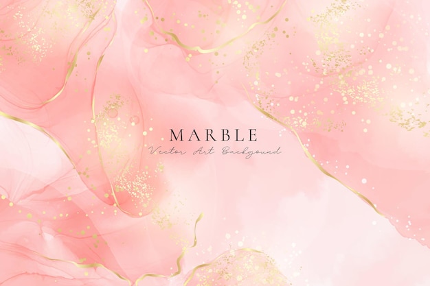 Rose pink liquid watercolor background with golden dots