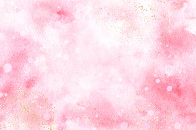 Rose pink liquid watercolor background with golden lines