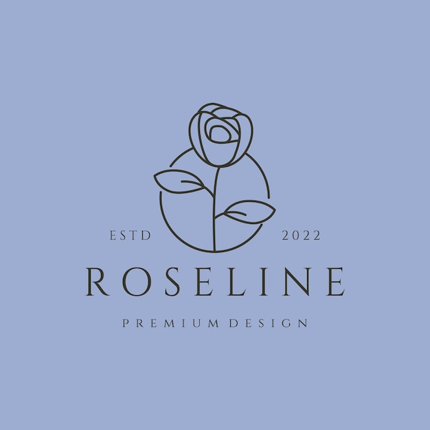 Rose premium icon line art logo vector symbol illustration design