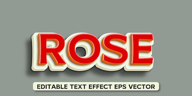 Rose red color editable 3d text effect eps vector