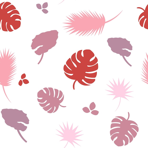 Rose and red tropical leaves pattern