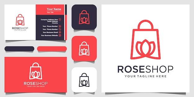 Rose shop logo designs sjabloontas gecombineerd met bloem