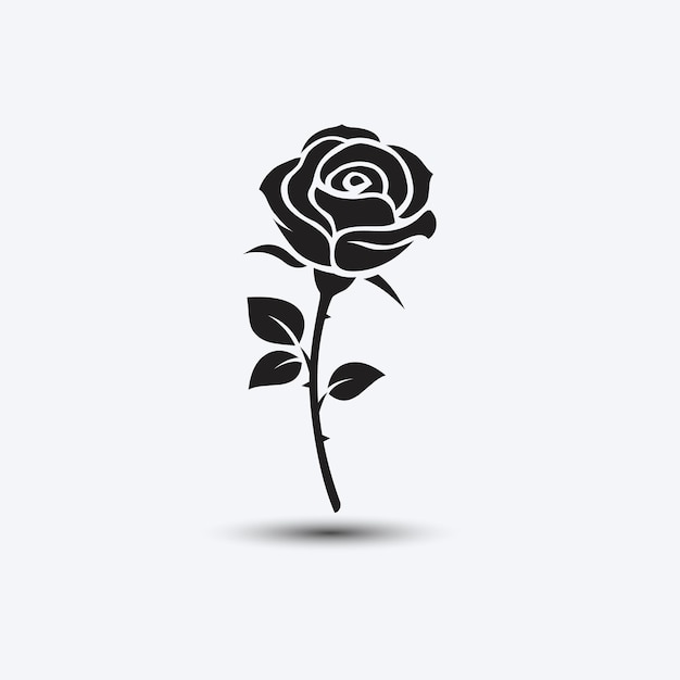 Vector rose silhouette monochrome vector isolated symbol icon