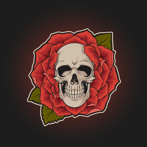 Rose skull illustration