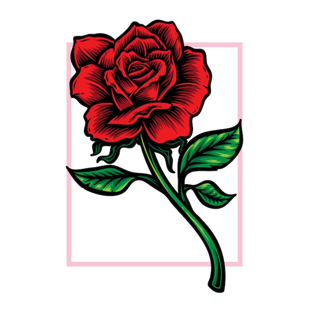 Vector rose stem flower vector logo