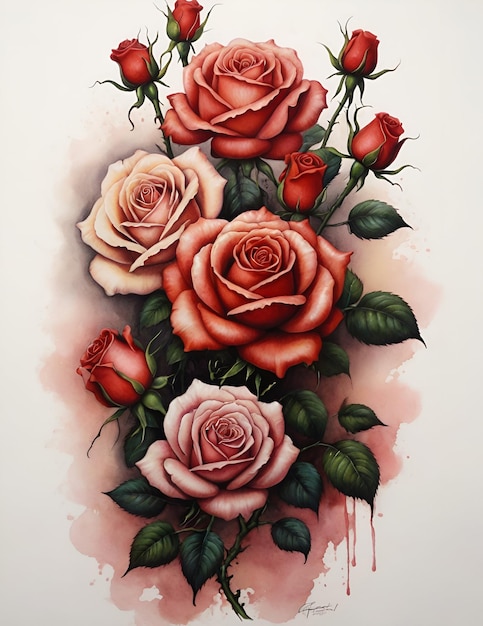 Rose tattoo with five roses