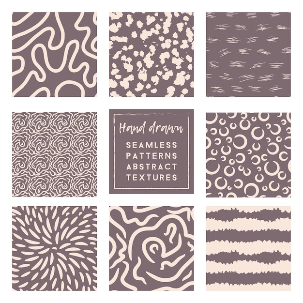 Rose taupe patterns set with primitive doodle elements