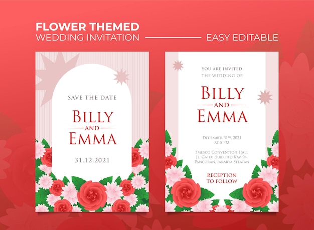 Rose themed wedding invitation